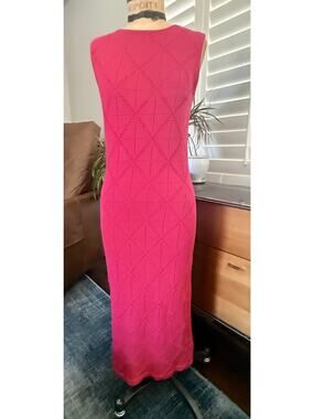 Electric & Rose Pink Pointelle Knit Sleeveless Maxi Dress Bodycon Sz S Venice CA